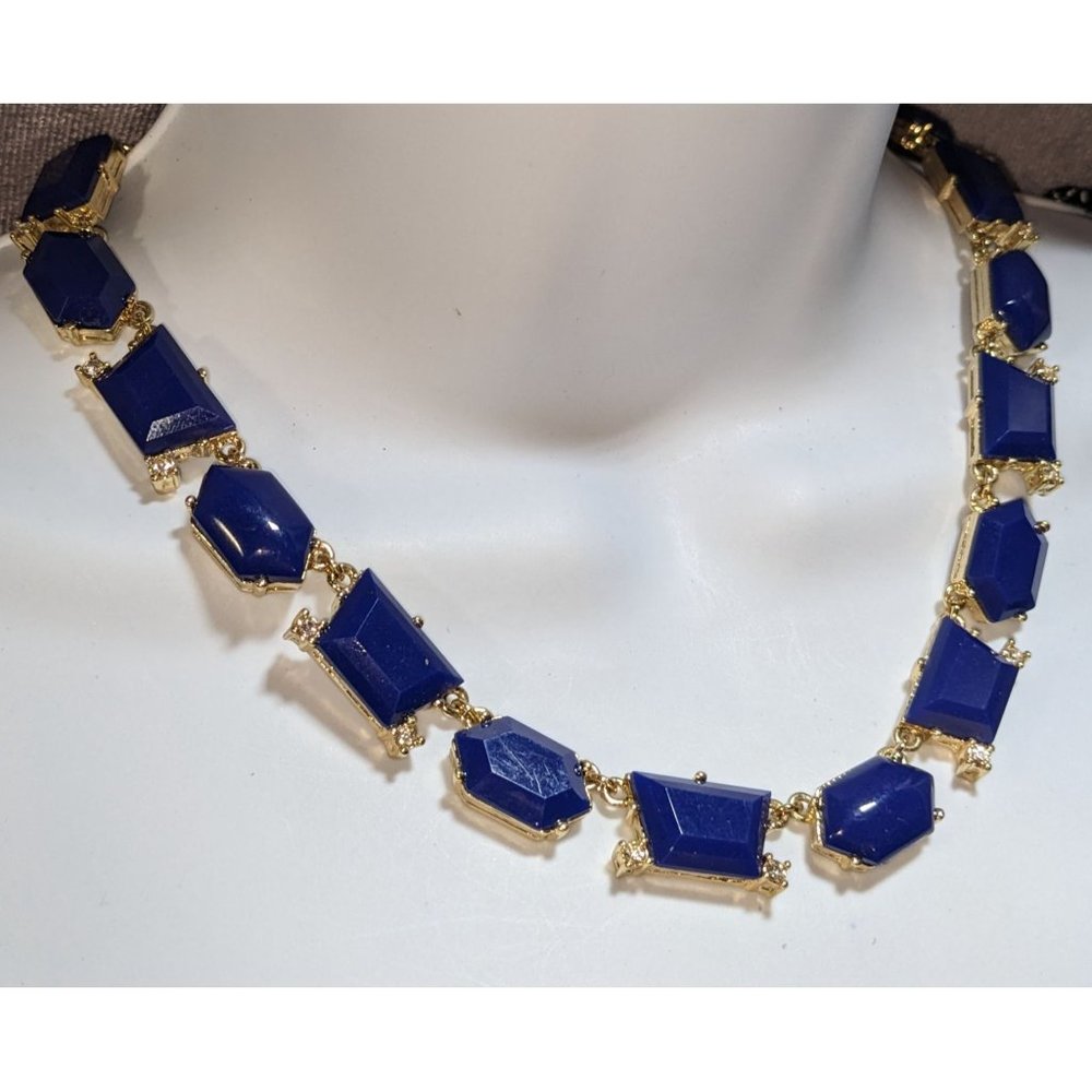 J. Crew Blue And Gold Statement Necklace